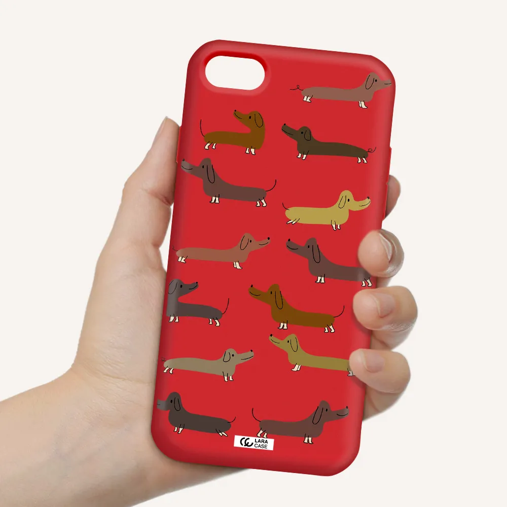 Dachshund Dogs Apple iPhone 7 Silicone Imperial Red Case