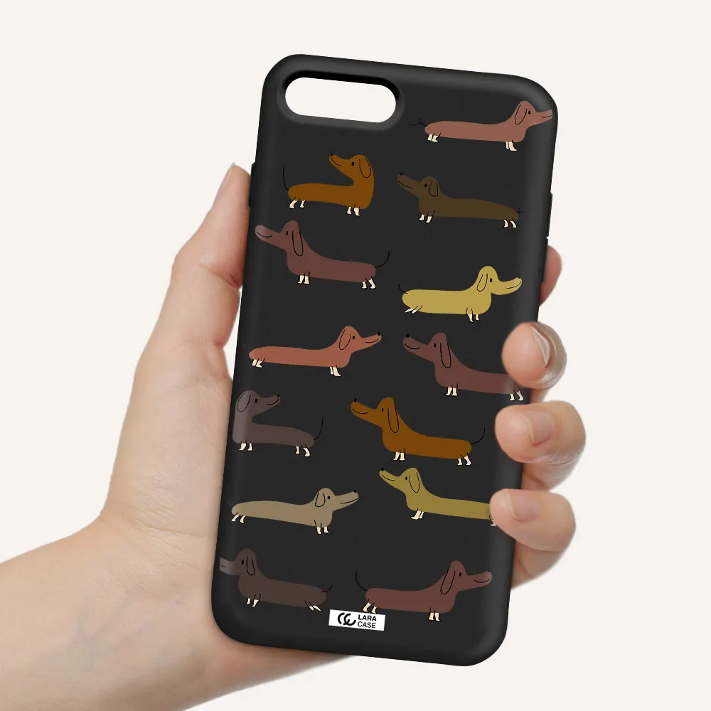 Dachshund Dogs Apple iPhone 8 plus Silicone black Case