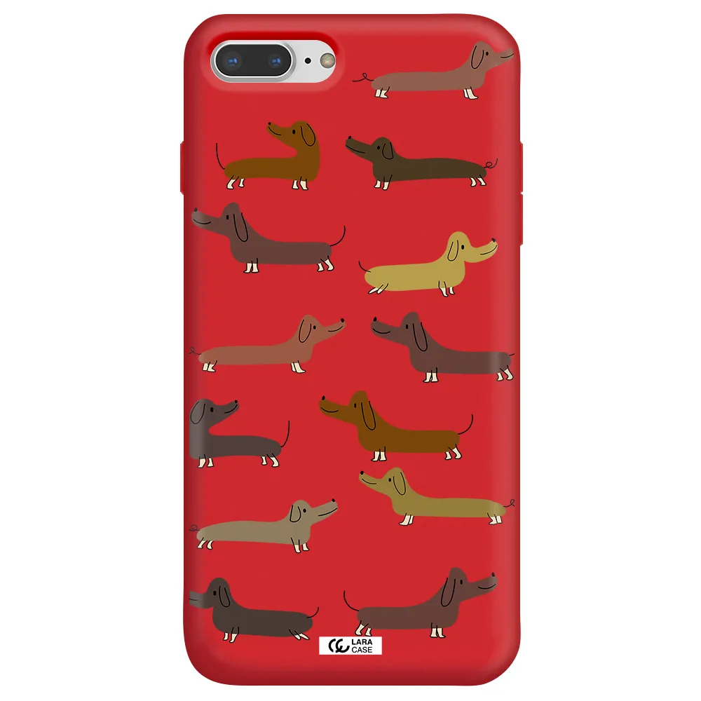 Dachshund Dogs Apple iPhone 8 plus Silicone Imperial Red Case
