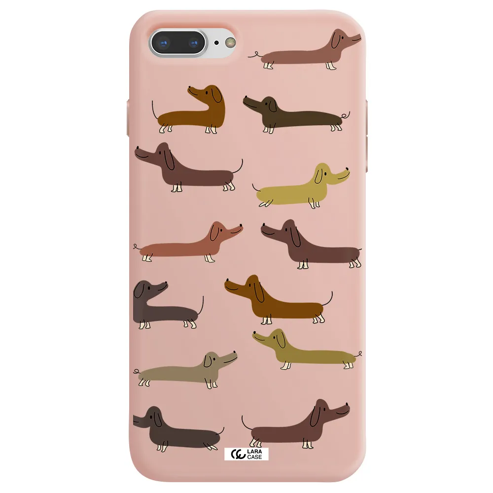 Dachshund Dogs Apple iPhone 8 plus Silicone pastel pink Case