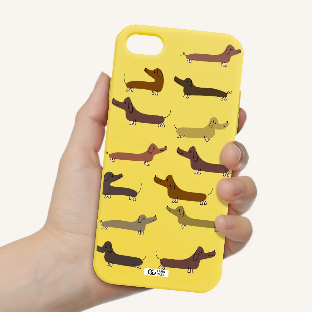 Dachshund Dogs Apple iPhone 8 Silicone canary yellow Case