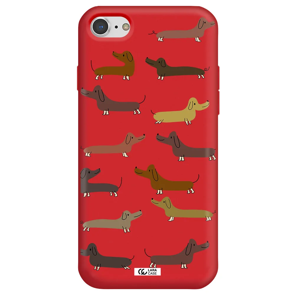 Dachshund Dogs Apple iPhone 8 Silicone Imperial Red Case