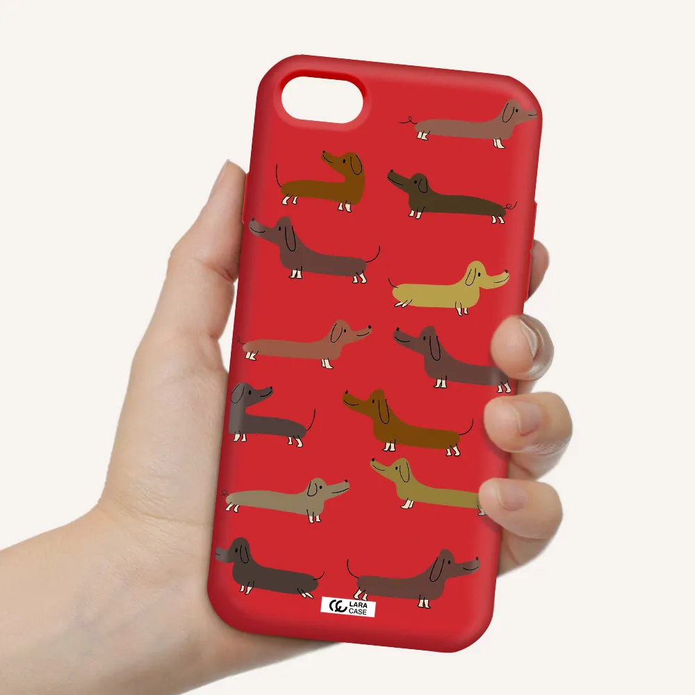 Dachshund Dogs Apple iPhone 8 Silicone Imperial Red Case