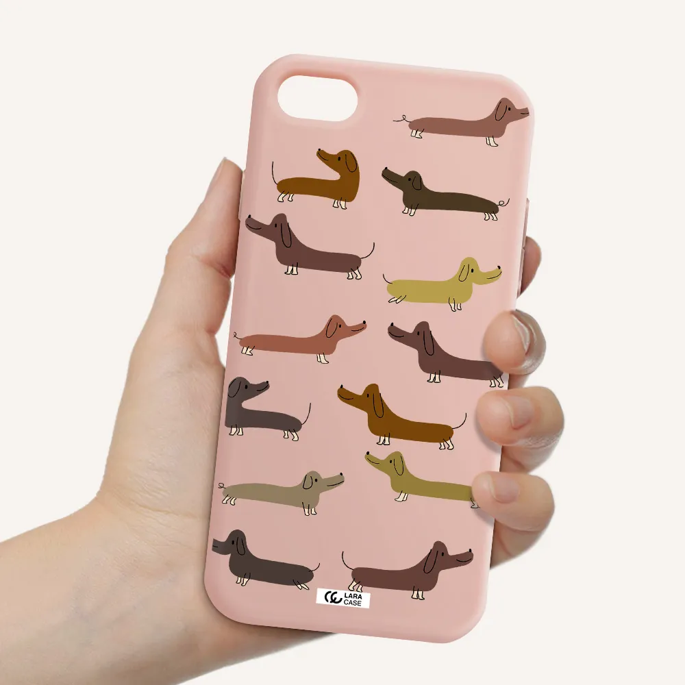 Dachshund Dogs Apple iPhone 8 Silicone pastel pink Case