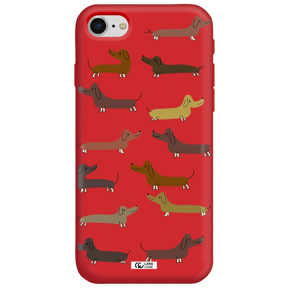 Dachshund Dogs Apple iPhone se 2020 Silicone Imperial Red Case