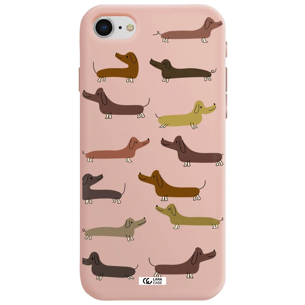 Dachshund Dogs Apple iPhone se 2020 Silicone pastel pink Case