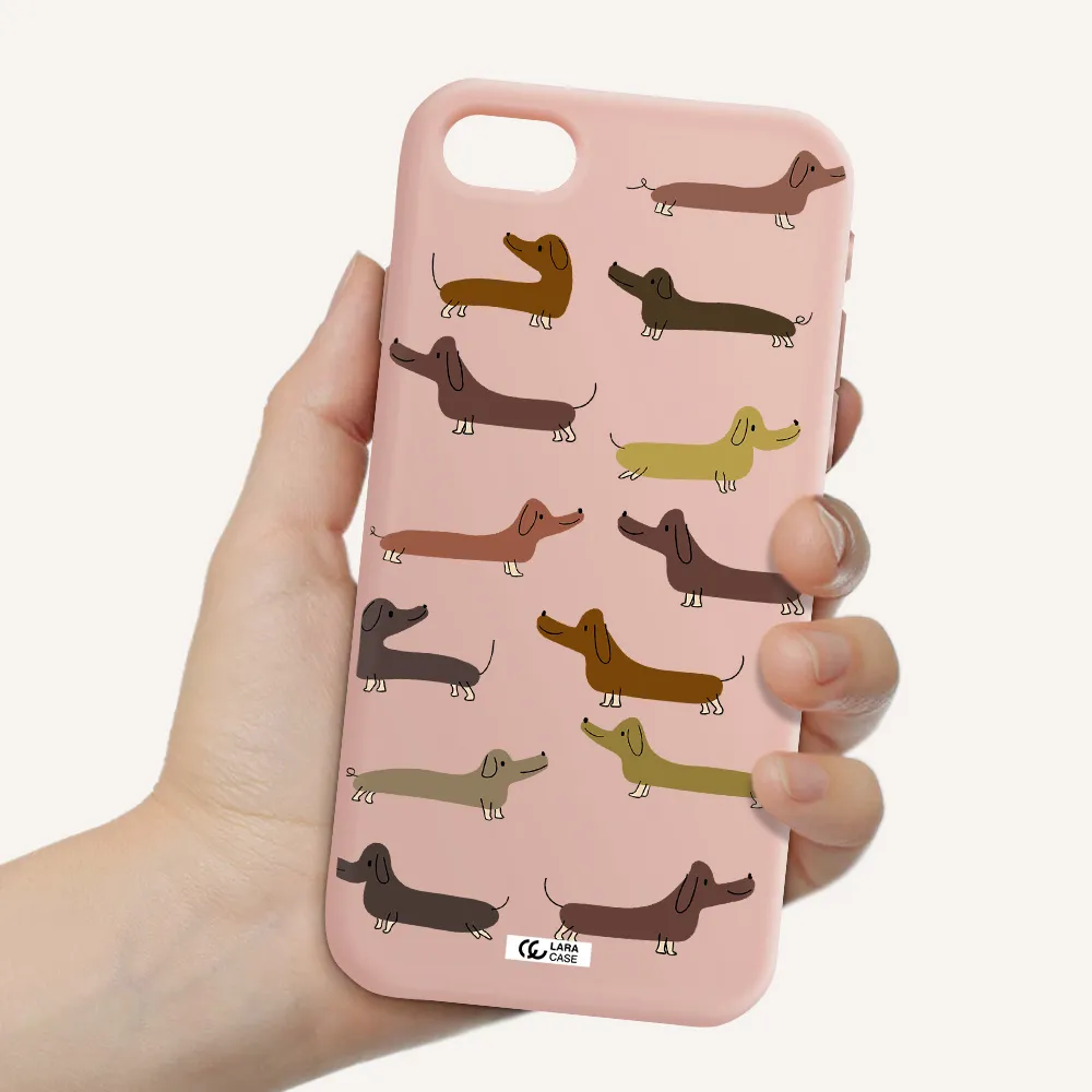 Dachshund Dogs Apple iPhone se 2020 Silicone pastel pink Case