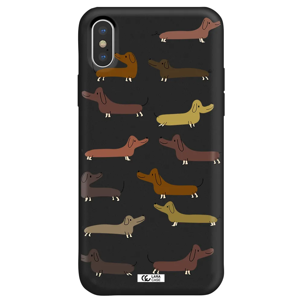 Dachshund Dogs Apple iPhone X Silicone black Case