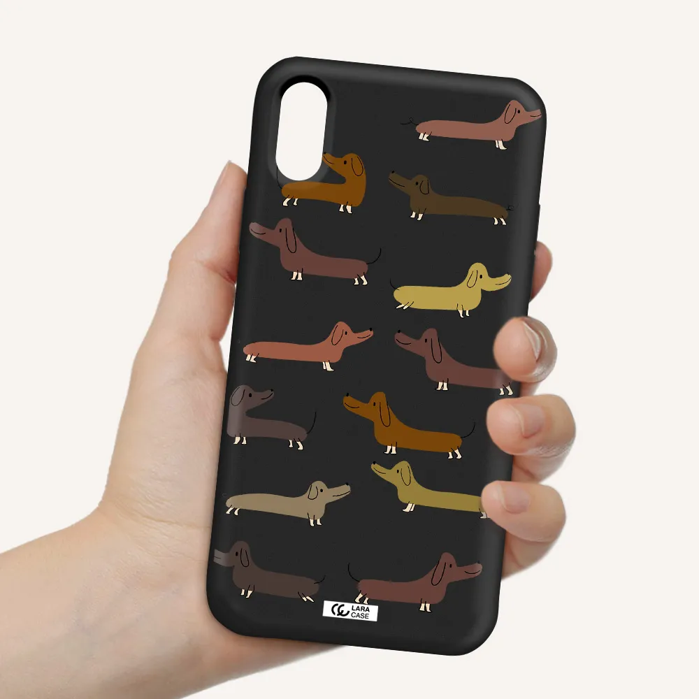 Dachshund Dogs Apple iPhone X Silicone black Case
