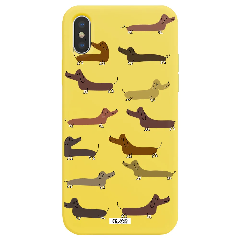 Dachshund Dogs Apple iPhone X Silicone canary yellow Case