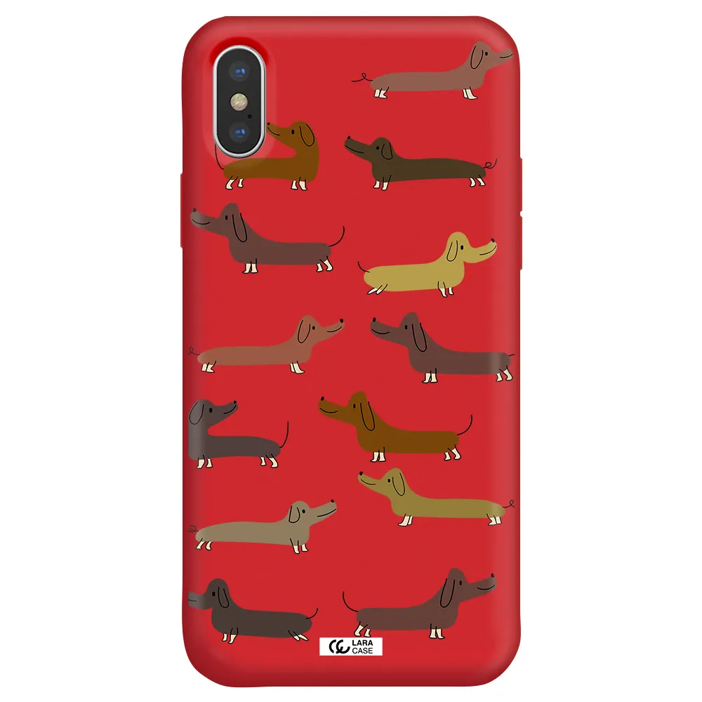 Dachshund Dogs Apple iPhone X Silicone Imperial Red Case