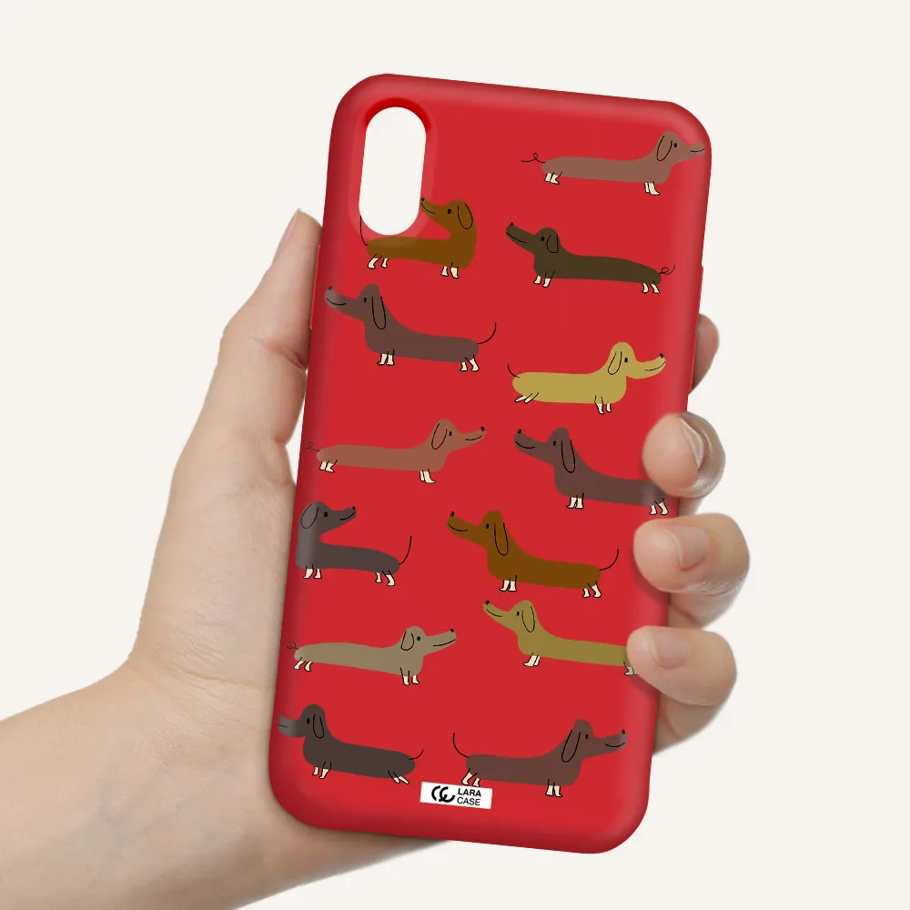 Dachshund Dogs Apple iPhone X Silicone Imperial Red Case