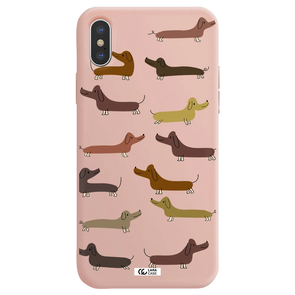 Dachshund Dogs Apple iPhone X Silicone pastel pink Case