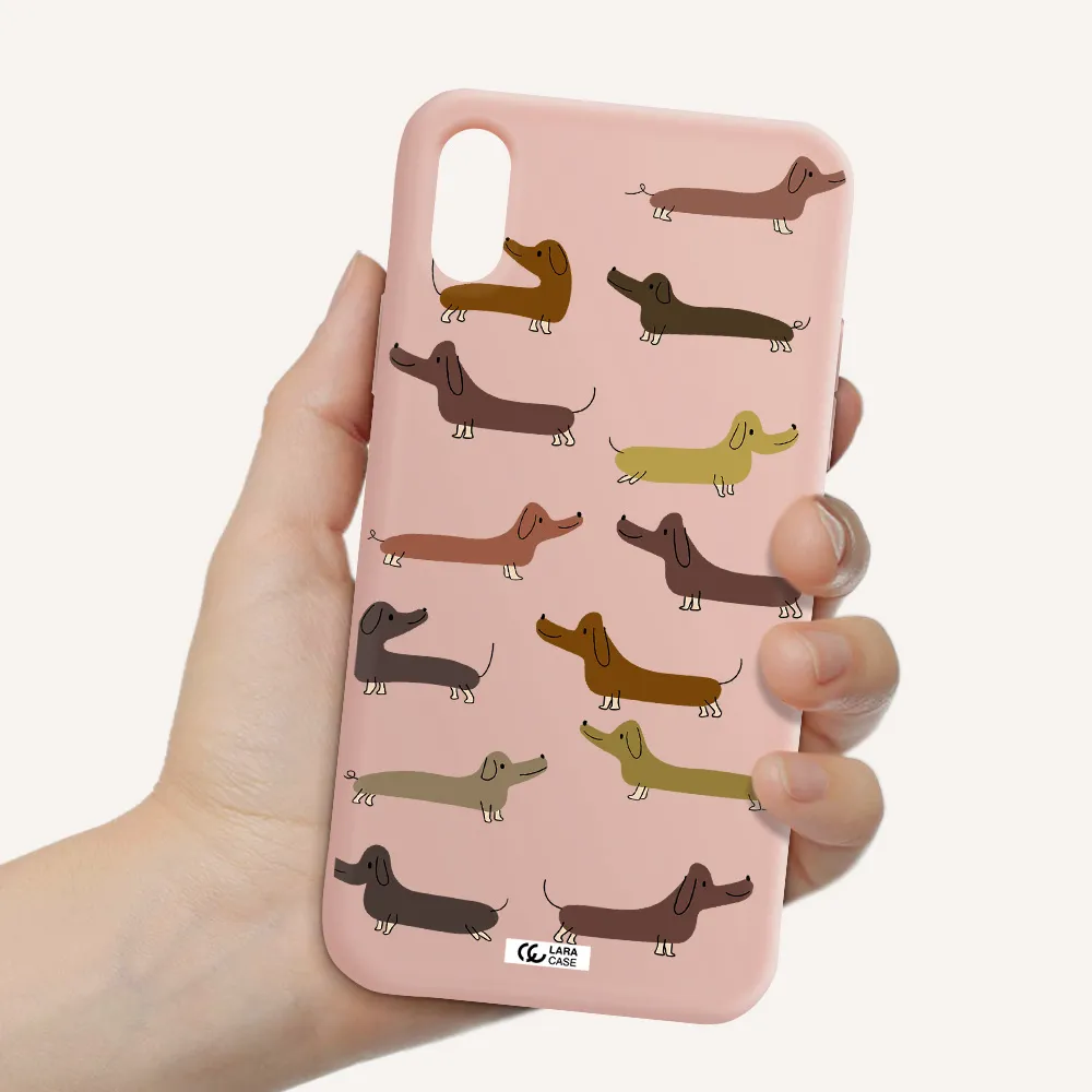 Dachshund Dogs Apple iPhone X Silicone pastel pink Case