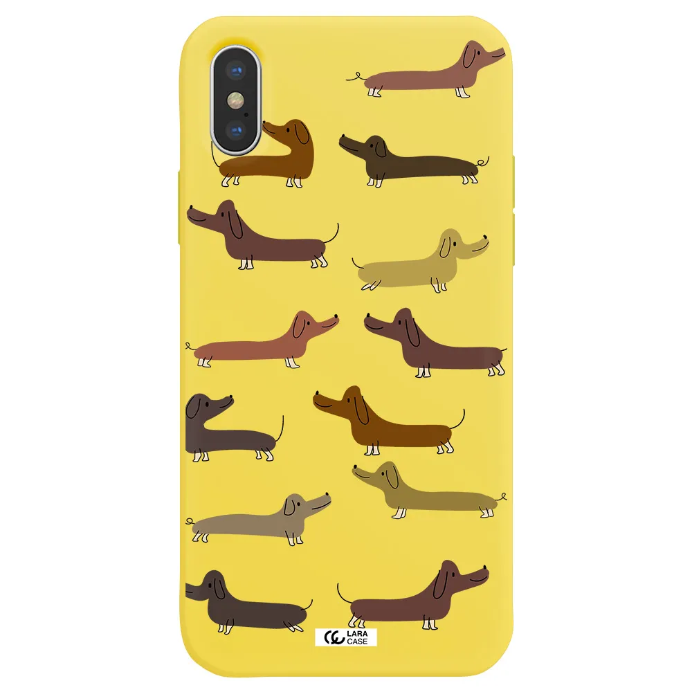 Dachshund Dogs Apple iPhone XS Silicone canary yellow Case