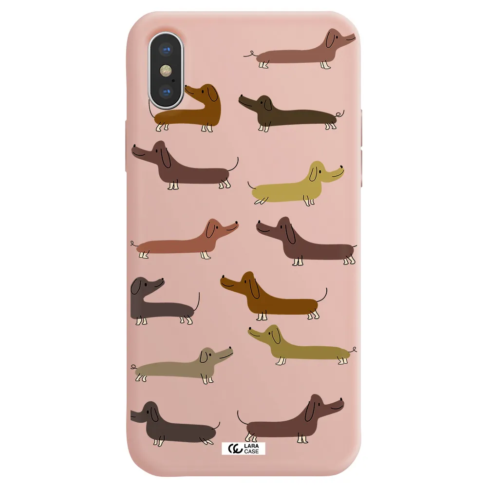 Dachshund Dogs Apple iPhone XS Silicone pastel pink Case