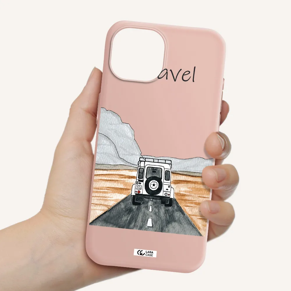 Off-Road Travel Apple Iphone 15 Silicone Pastel Pink Case
