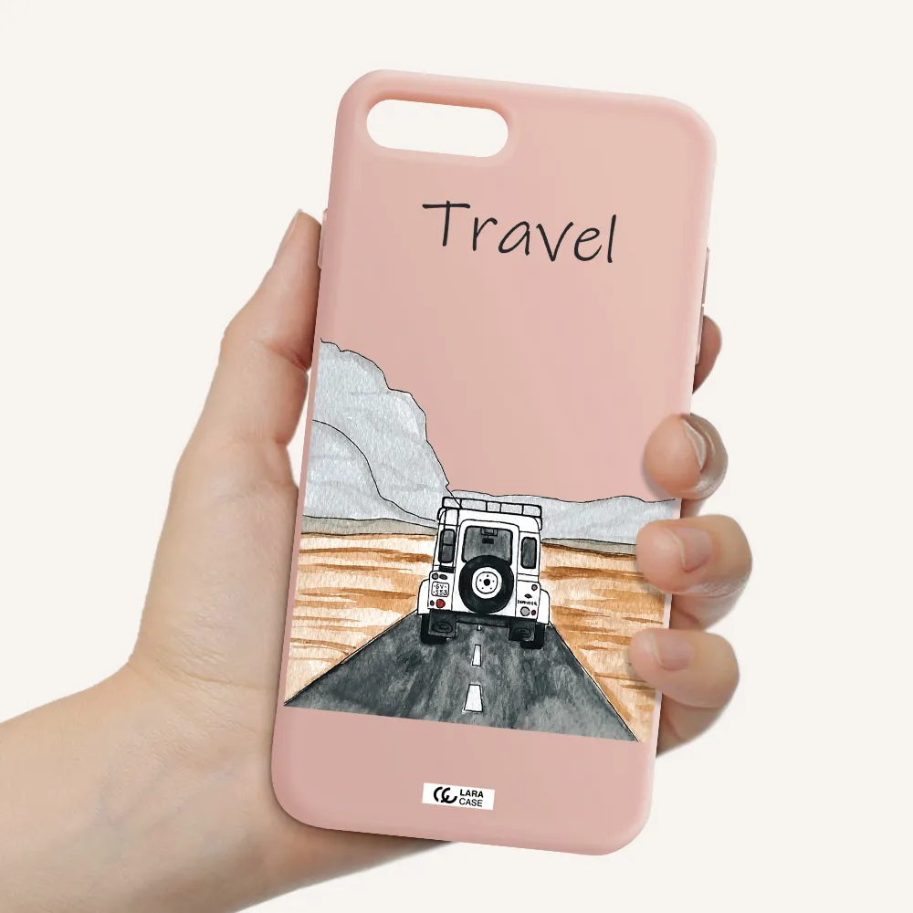 Off-Road Travel Apple iPhone 8 plus Silicone pastel pink Case