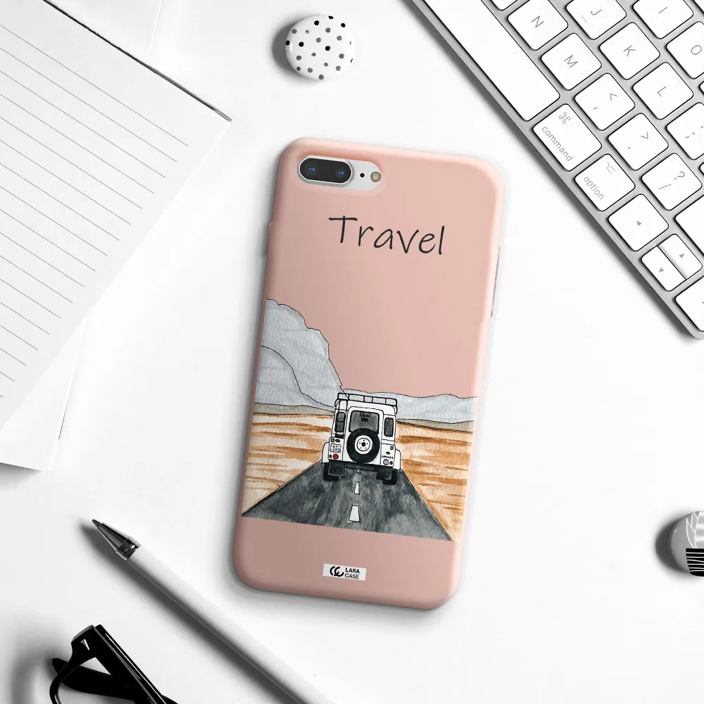 Off-Road Travel Apple iPhone 8 plus Silicone pastel pink Case