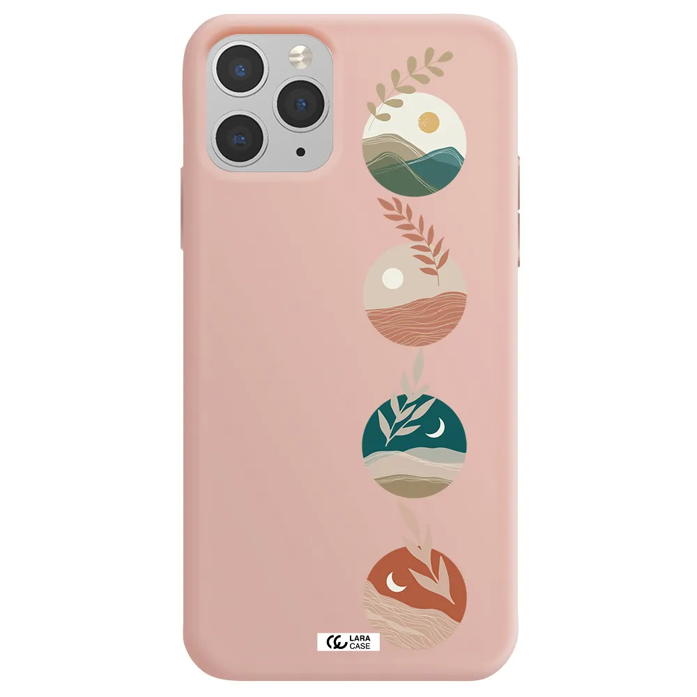 Natural Landscape Apple iPhone 11 pro max Silicone pastel pink Case
