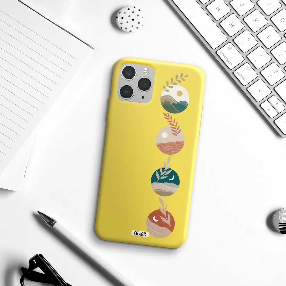 Natural Landscape Apple iPhone 11 pro Silicone canary yellow Case
