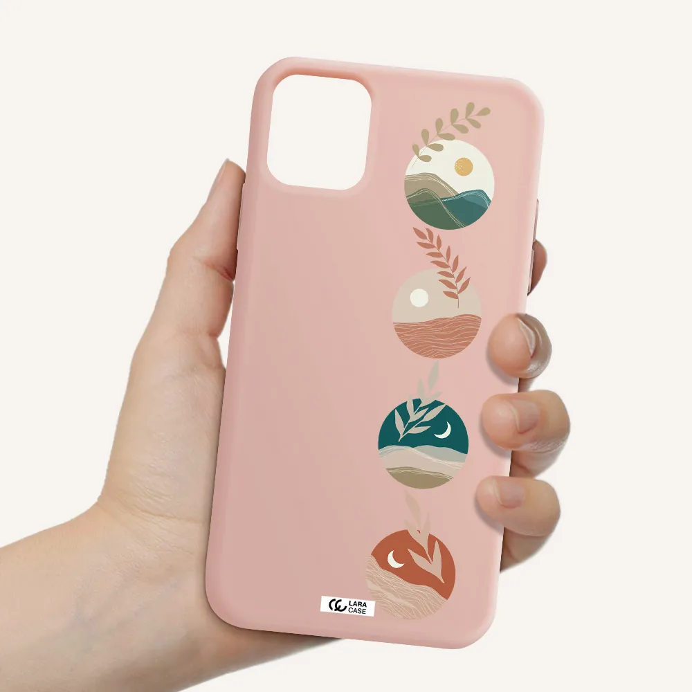 Natural Landscape Apple iPhone 11 Silicone pastel pink Case