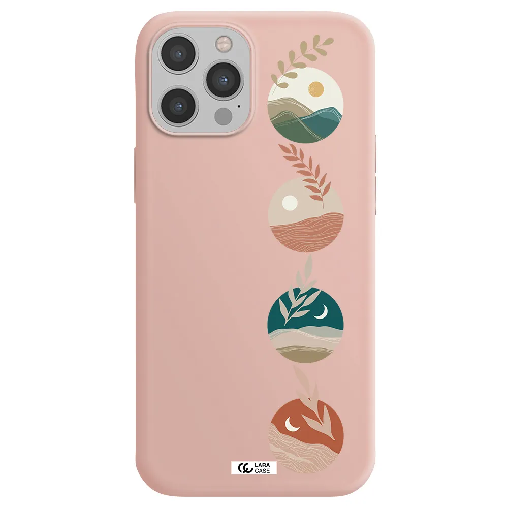 Natural Landscape Apple iPhone 12 pro max Silicone pastel pink Case