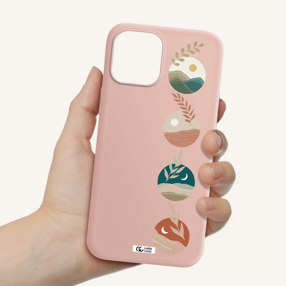 Natural Landscape Apple iPhone 12 pro max Silicone pastel pink Case