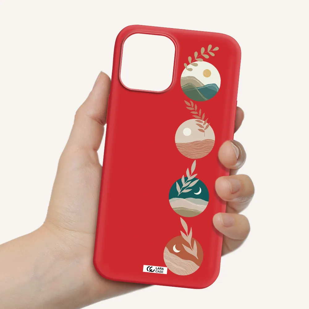 Natural Landscape Apple iPhone 12 pro Silicone Imperial Red Case