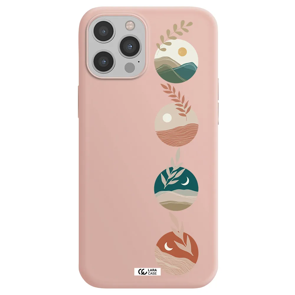 Natural Landscape Apple iPhone 12 pro Silicone pastel pink Case