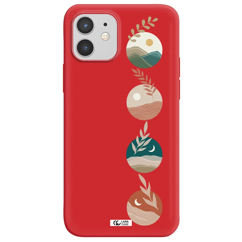 Natural Landscape Apple iPhone 12 Silicone Imperial Red Case