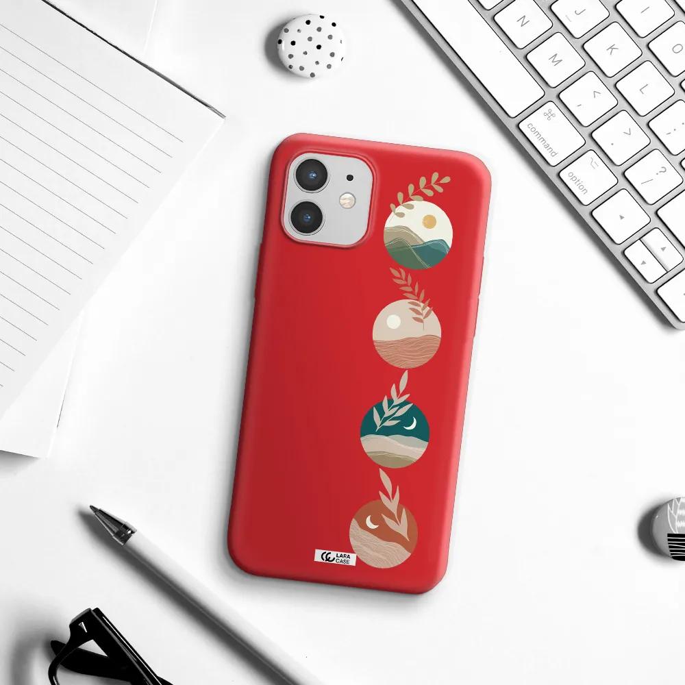 Natural Landscape Apple iPhone 12 Silicone Imperial Red Case