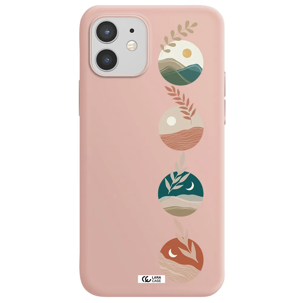 Natural Landscape Apple iPhone 12 Silicone pastel pink Case