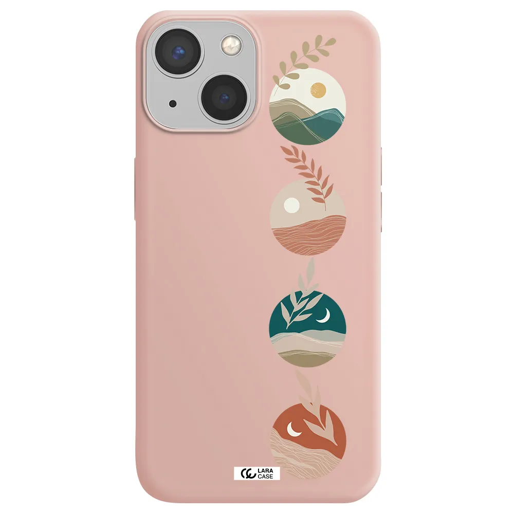 Natural Landscape Apple iPhone 13 Silicone pastel pink Case