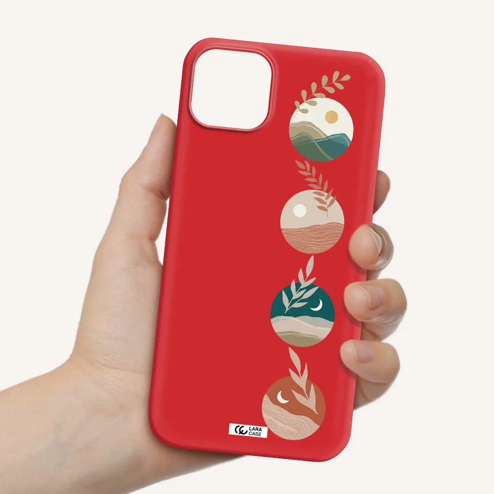 Natural Landscape Apple iPhone 14 plus Silicone Imperial Red Case