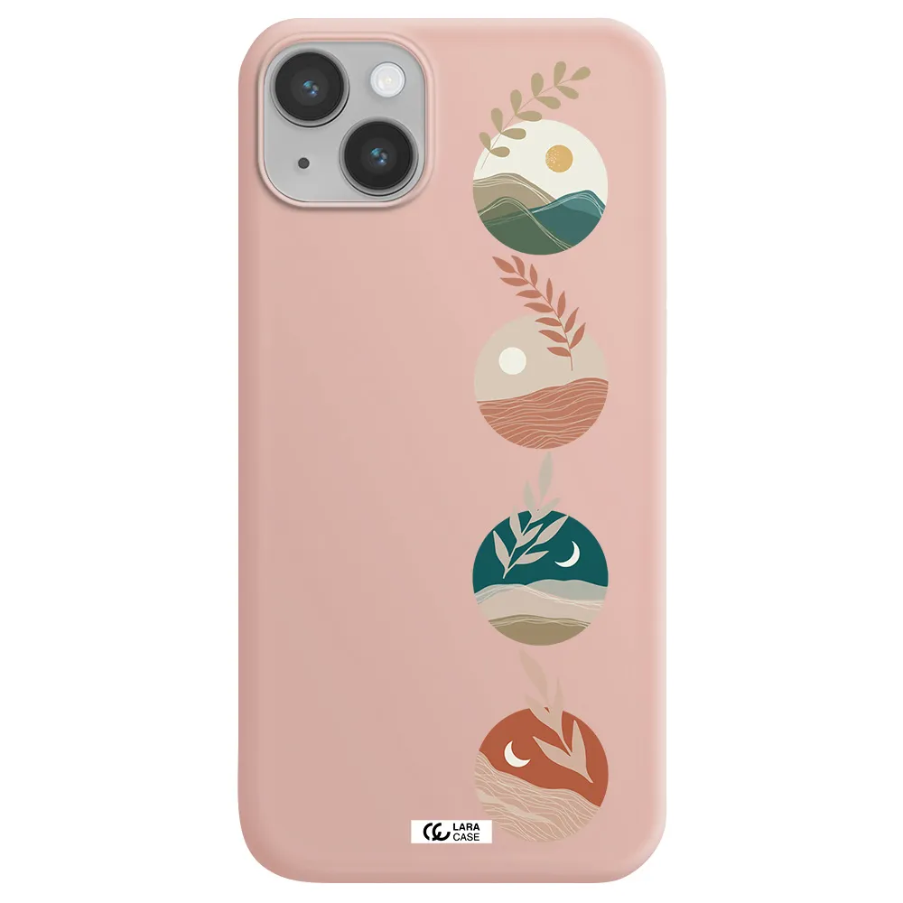 Natural Landscape Apple iPhone 14 plus Silicone pastel pink Case