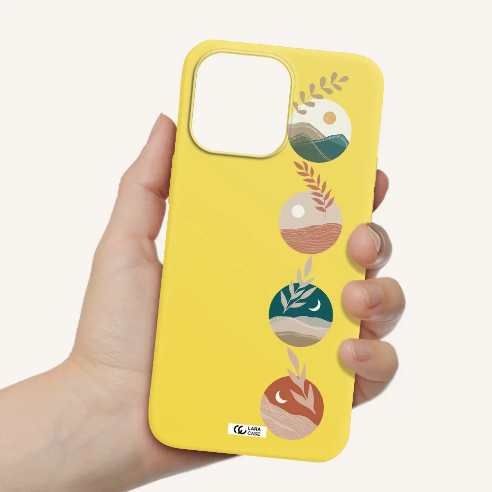 Natural Landscape Apple iPhone 14 pro max Silicone canary yellow Case