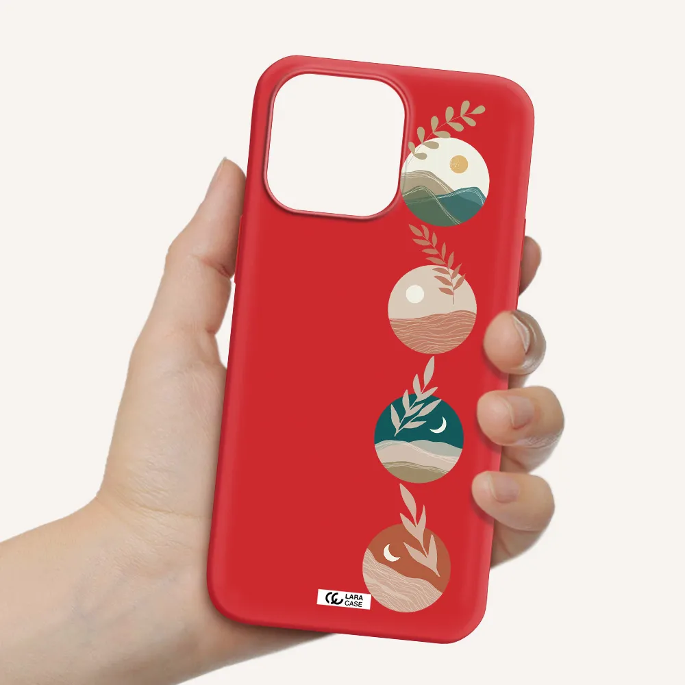 Natural Landscape Apple iPhone 14 pro max Silicone Imperial Red Case