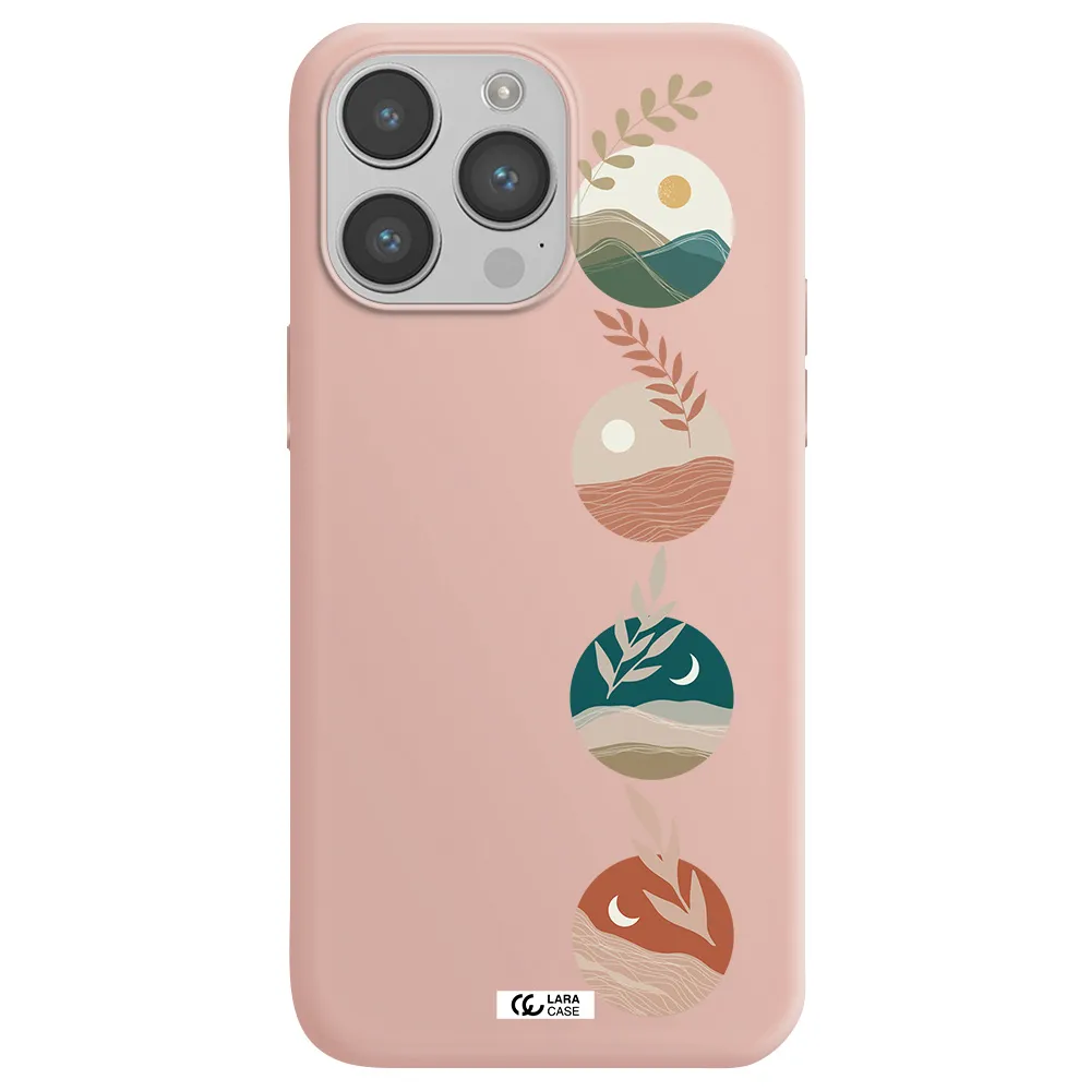 Natural Landscape Apple iPhone 14 pro max Silicone pastel pink Case