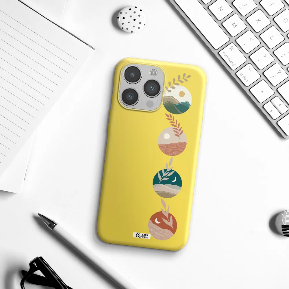 Natural Landscape Apple iPhone 14 pro Silicone canary yellow Case