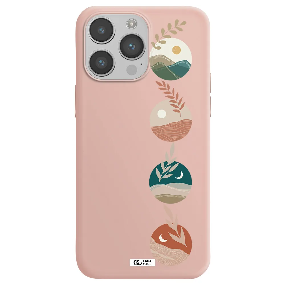 Natural Landscape Apple iPhone 14 pro Silicone pastel pink Case