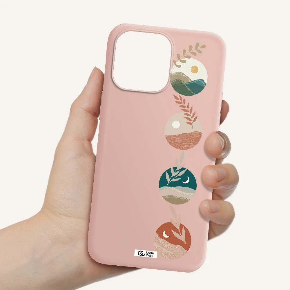 Natural Landscape Apple iPhone 14 pro Silicone pastel pink Case