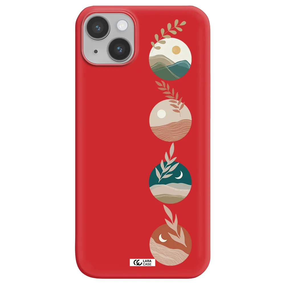 Natural Landscape Apple iPhone 14 Silicone Imperial Red Case