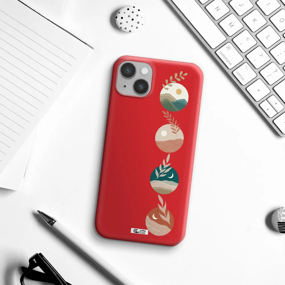 Natural Landscape Apple iPhone 14 Silicone Imperial Red Case