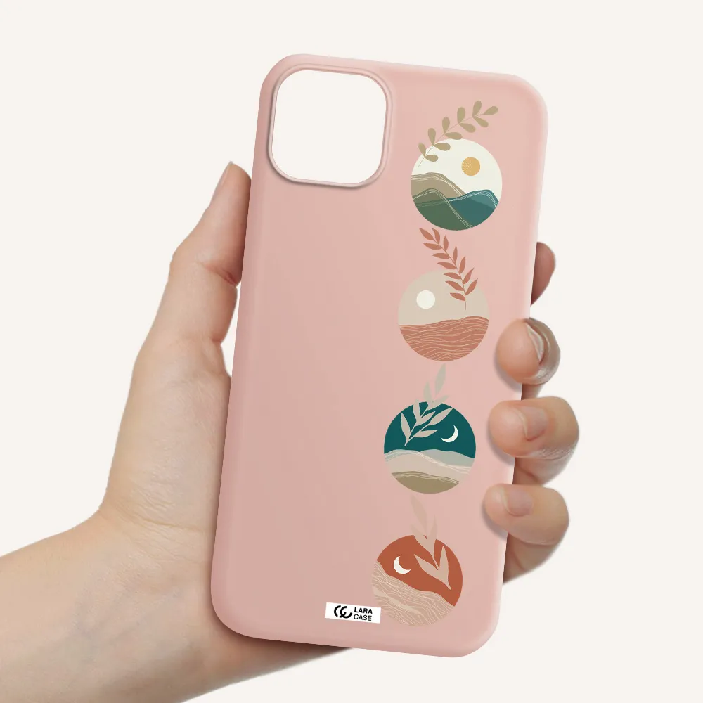 Natural Landscape Apple iPhone 14 Silicone pastel pink Case