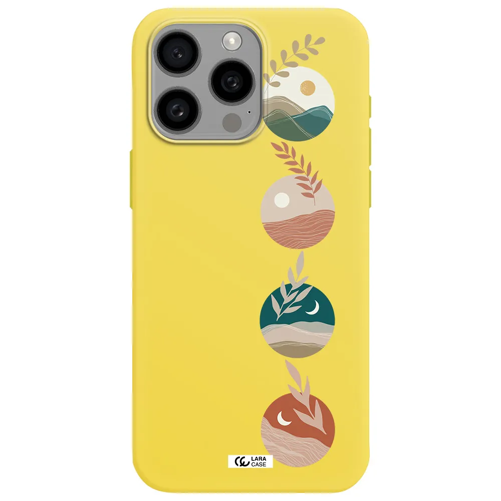 Natural Landscape Apple Iphone 15 Pro max Silicone canary yellow Case