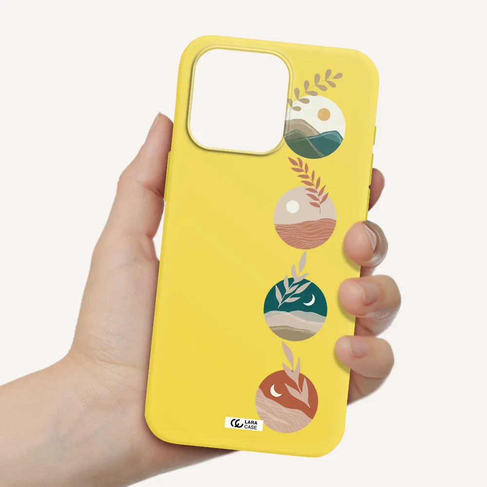 Natural Landscape Apple Iphone 15 Pro max Silicone canary yellow Case