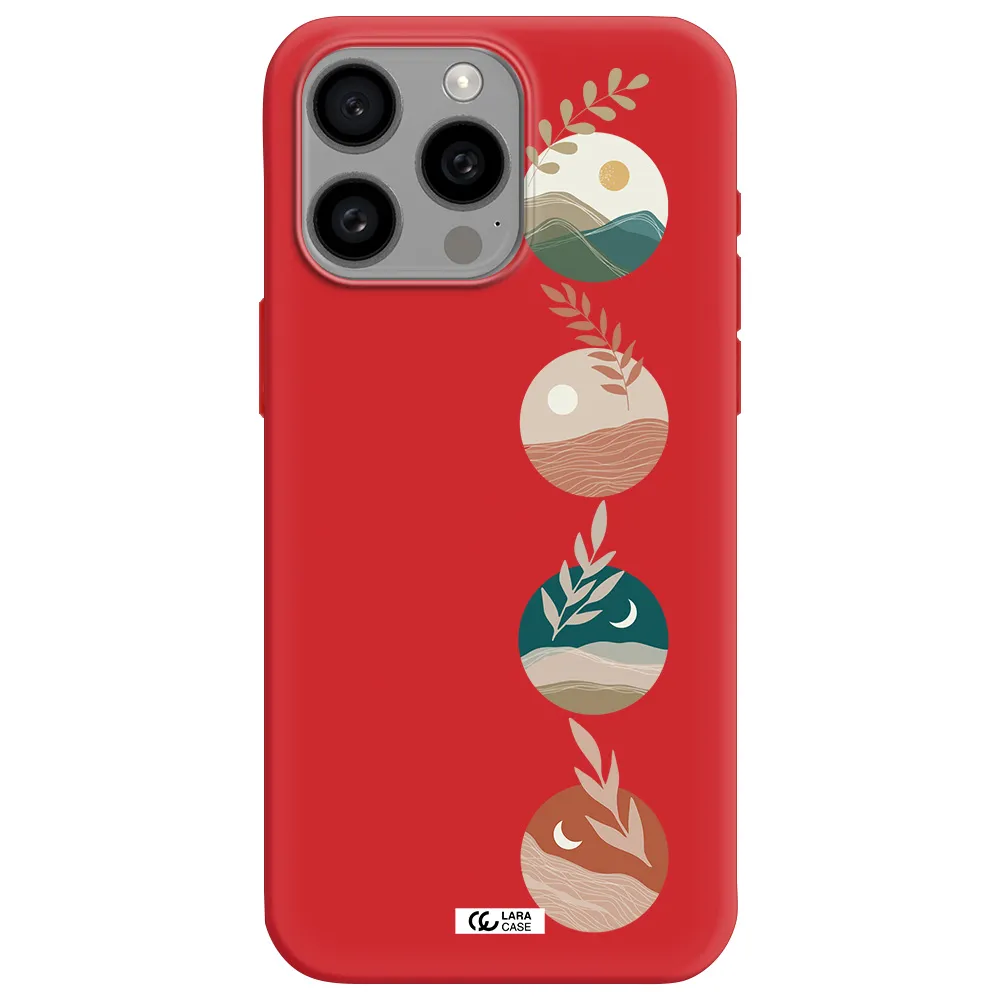 Natural Landscape Apple Iphone 15 Pro Max Silicone Imperial Red Case