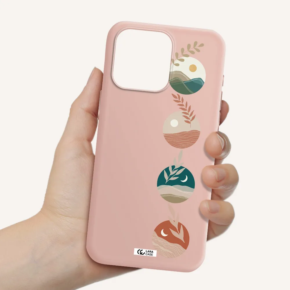 Natural Landscape Apple Iphone 15 Pro max Silicone pastel pink Case