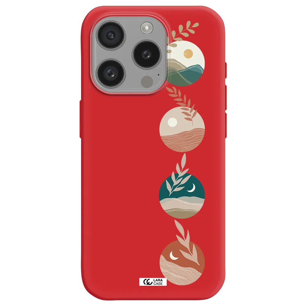 Natural Landscape Apple Iphone 15 Pro Silicone Imperial Red Case